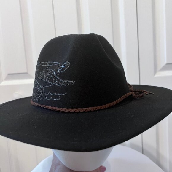 Custom Burnt Black Hat/Sea Turtle/Turquoise Eyes-Women\'s-(Brim & Embers)-New main image 12